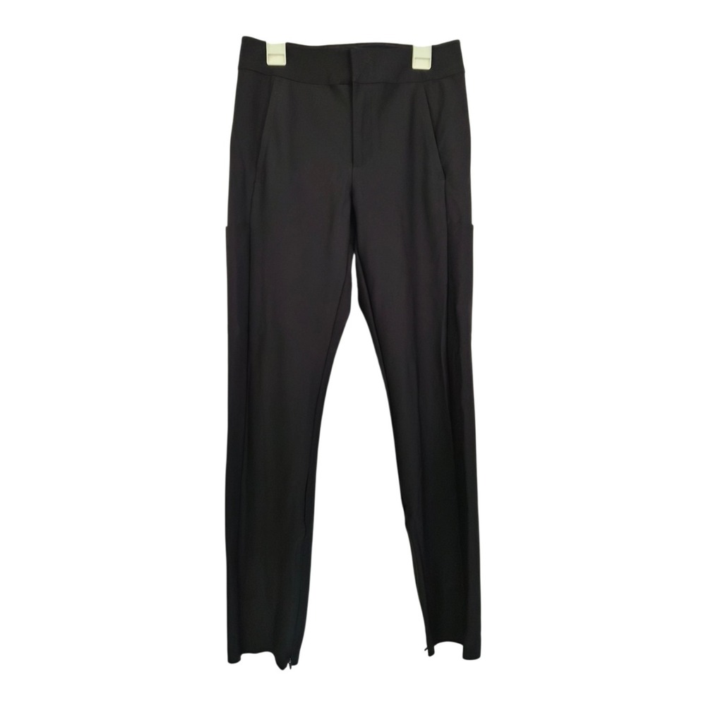 Athleta Stellar Trouser Black High Rise Ankle Pants Side Pocket Zip Hem Size 4